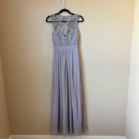 Lulus So Far Gown Grey Lace Maxi Dress - Picture 3 of 7